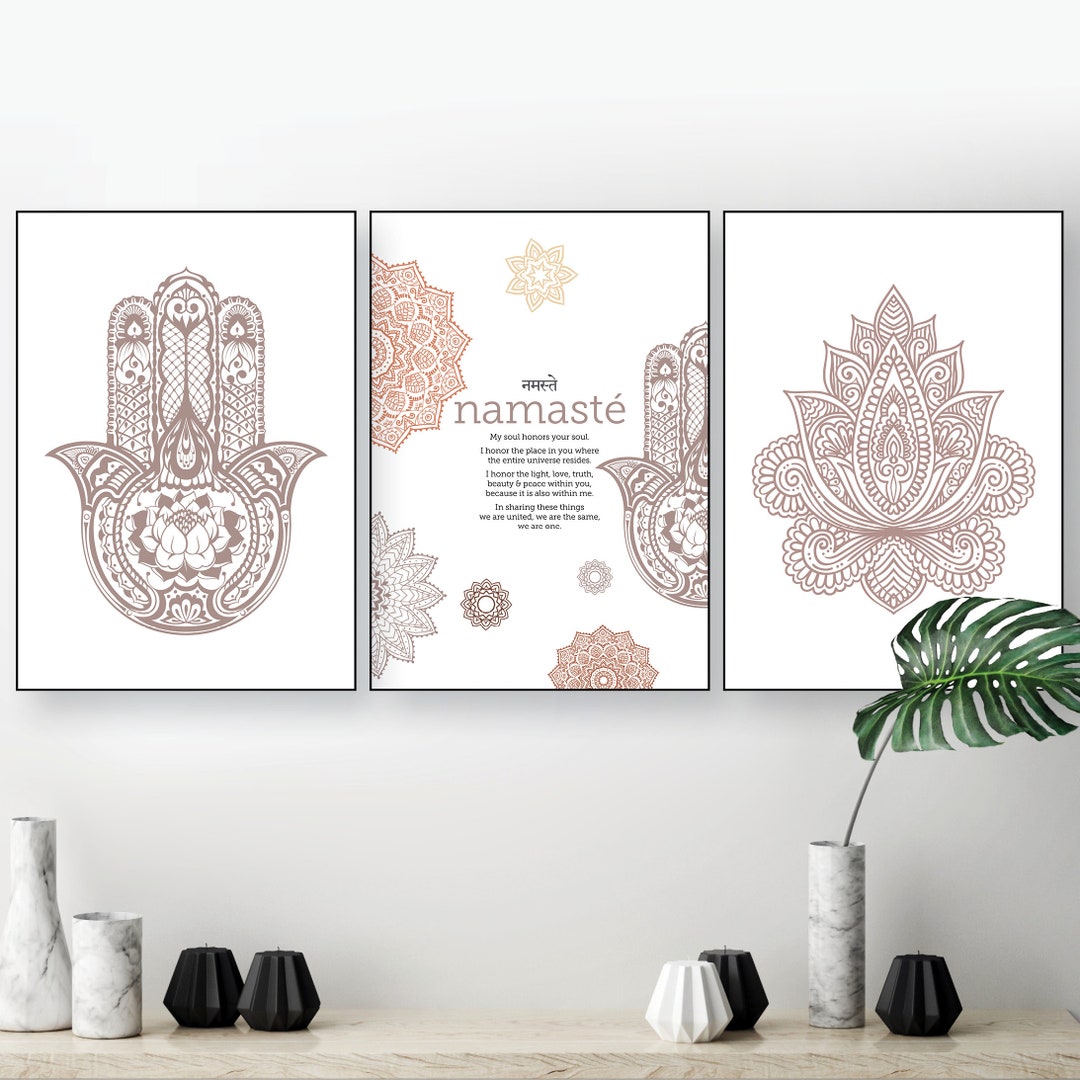 Set of 3 Printable Yoga Posters in Beige, Burnt Orange and Brown ...