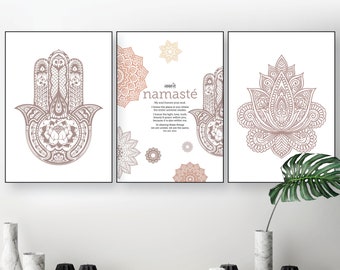 Yoga Posters Set, Namaste, Zen Art Prints (Digital Download)