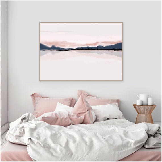Grey pink 2024 and navy bedroom