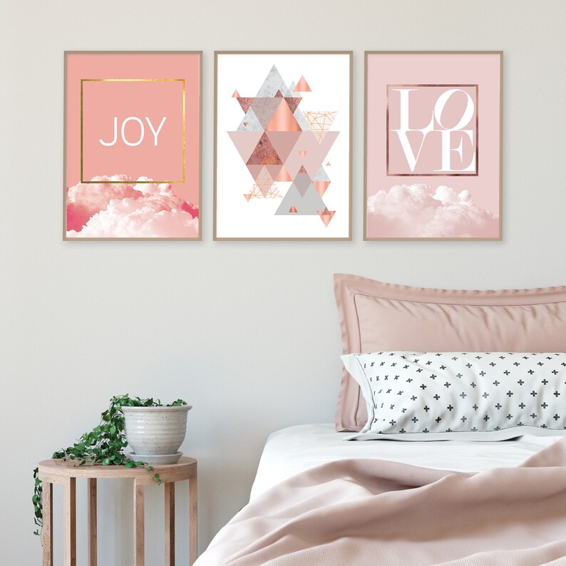 Set of 3 downloadable prints Printable modern art in blush Etsy