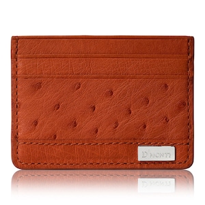 D'Monti Allard Naranja - Cartera Tarjetero Billetera Delgada en Piel de Avestruz para Hombre y Mujer Unisex Coleccion de Francia Lujo