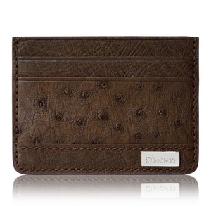 D'Monti Cafe de Paris - Cartera Tarjetero Billetera Delgada en Piel de Avestruz para Hombre y Mujer Unisex Coleccion de Francia Lujo