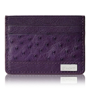 D'Monti Bordeaux Purpura - Cartera Tarjetero Billetera Delgada en Piel de Avestruz para Hombre y Mujer Unisex Coleccion de Francia Lujo