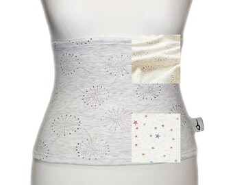 Fleece Back Warmer Haramaki for Aerialists / Dancers / Stretching / Alpine Fleece Light Gray with Glitter Stars / Dandelions