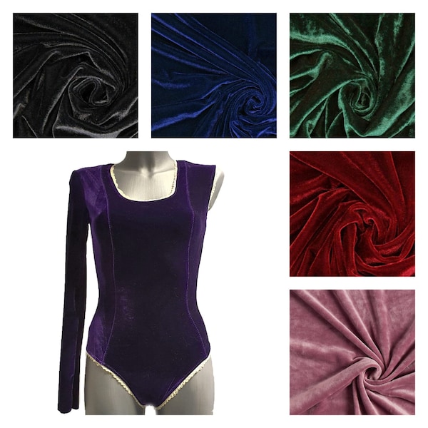 Justaucorps/body en velours extensible Princes coupés en différentes couleurs pour adultes