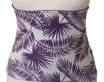 Purple Leaves Haramaki Back Warmer: Double-Sided Cotton Blend for Yoga, Dance