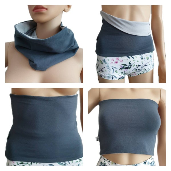 Back Warmer Haramaki Waist Warmer Double Sided Dark Gray - Light Gray for Yoga / Dance / Aerial Acrobatics / Pole Dance to keep you warm