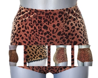 Leopard Velvet High Waist Shorts / Cheeky Sexy Pin Up 50's Style Shorts