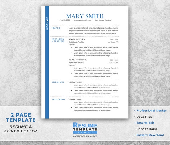 Academic Resume Template Word from i.etsystatic.com