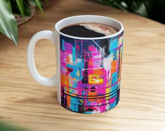 Street Art Kaffeetasse, Zeitgenössische Kunst Kaffeetasse, Bunte Pop Art Tasse, Moderne künstlerische Tasse, Trendige Tasse, Künstlerische Wohnkultur, Geschenkidee