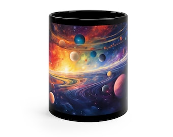 Weltraum Kaffeetasse, Weltraum, Galaxie, Planeten, Lieblingstasse, Künstlerische Tasse, Geschenkidee, Einzigartiges Geschenk, Geschenk für Ihn, Geschenk für Sie