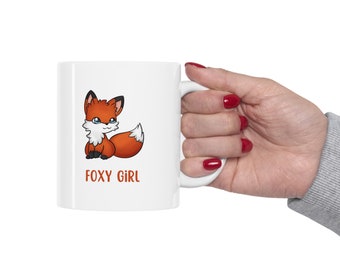 Foxy Girl Cartoon Fox Kaffeetasse, Tierliebhaber Geschenk