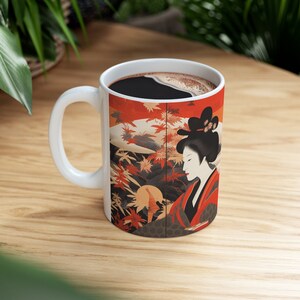 Kiyomasu Torii Influenced Coffee Mug, Japanese Art Coffee Mug, Ukiyo-e style, Traditional Japanese artwork, Japanese motif cup, Gift Idea