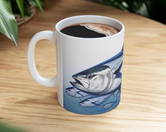 Bluefin Tuna Coffee Mug, Marine Art, Fishing Gift
