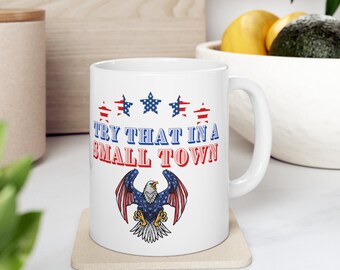 USA Pride Ceramic Coffee Mug, Patriotic American Flag Eagle Design