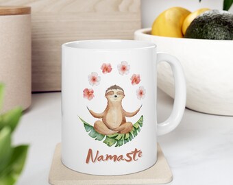 Meditating Sloth Coffee Mug, Yoga Lover Gift