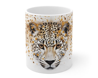 Leopard Kaffeetasse, Künstlerische Leopard Design, Geschenkidee, Tiertasse, Künstlerische Tasse, Geschenkidee, Lieblingstasse, Geschenk für Sie, Einzigartige Tasse