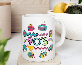 Keramische koffiemok nostalgie uit de jaren 90, retro drinkgerei
