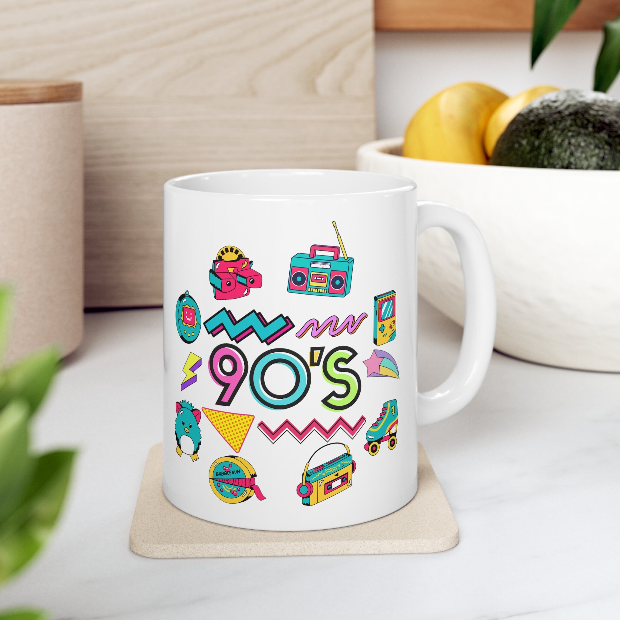 90s Nostalgia Ceramic Coffee Mug, Retro Drinkware - Etsy