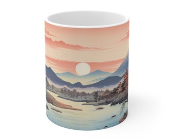 Japanische Kunst-Kaffee-Tasse, Ukiyo-e-Stil, traditionelle japanische Kunstwerk, Vintage japanischer Druck, japanische Motivtasse, Lieblingstasse, Geschenkidee