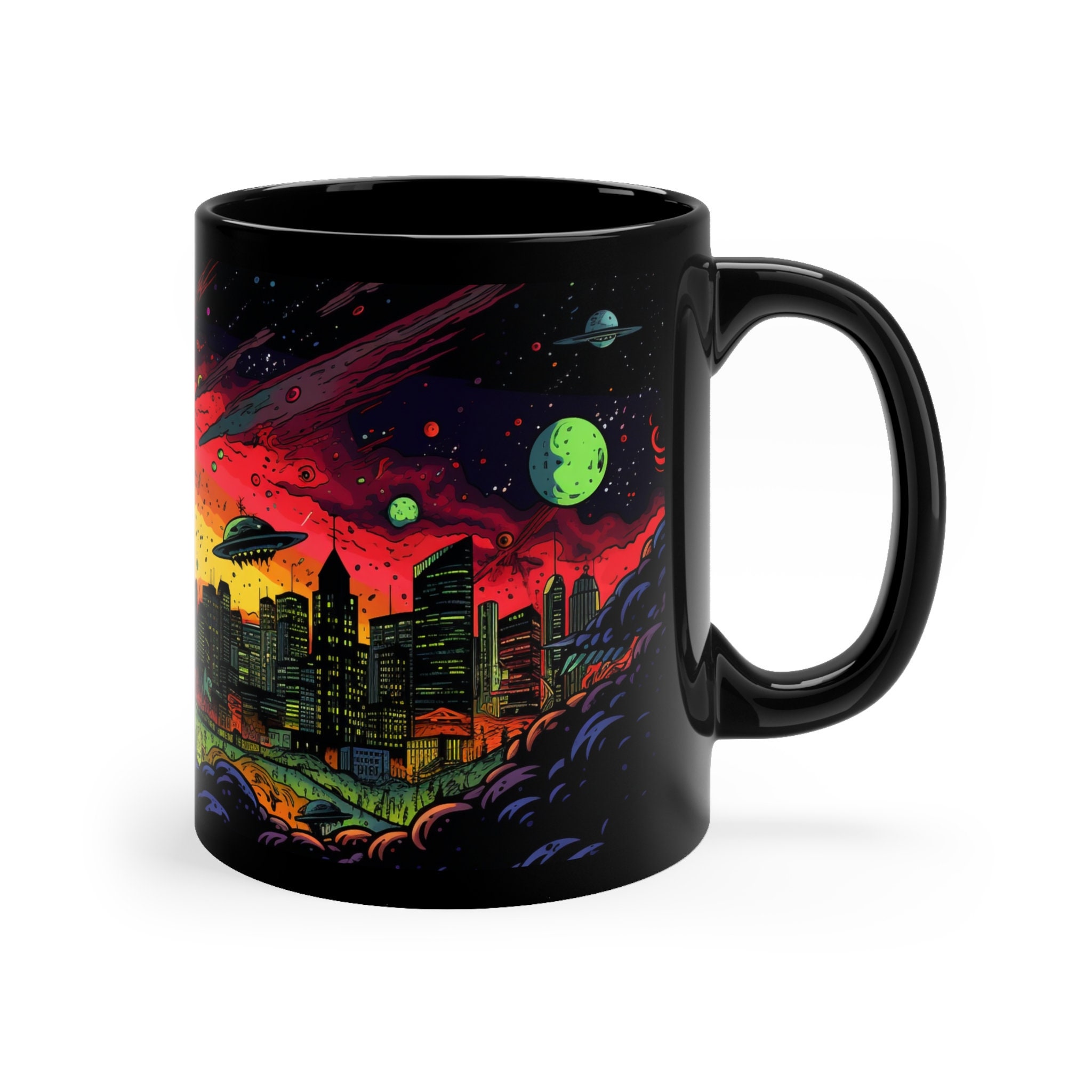 Alien Invasion Coffee Mug, UFO Mug, Sci-fi Mug, Space Alien Mug ...