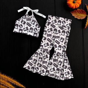 Disney Halloween Halter Top & Flared Bottoms Set, Disney Halloween set, Disney Halloween clothes, Halloween Mickey outfit, Disney Mickey set