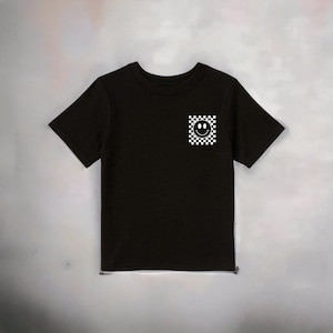 Checkered smiley face, smiley face shirt, boy&#39;s shirt, boys smiley face shirt, checkered happy face, happy face shirt, boys happy face shirt