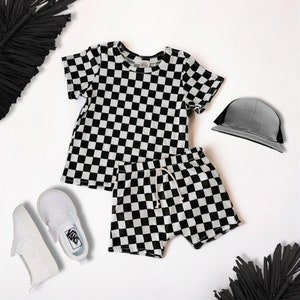 Kids Checkered outfit, baby shorts, toddler boy shorts, kids shorts, checkered outfit, checkered tshirt