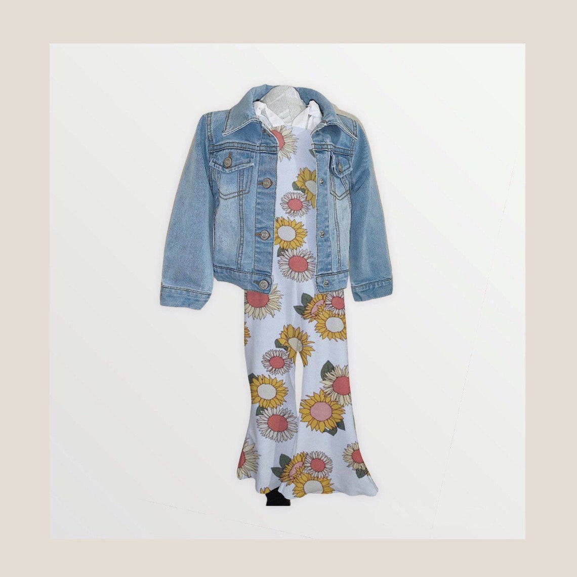 Sunflower Bell Bottom Romper Bell Bottom Toddler Romper Etsy