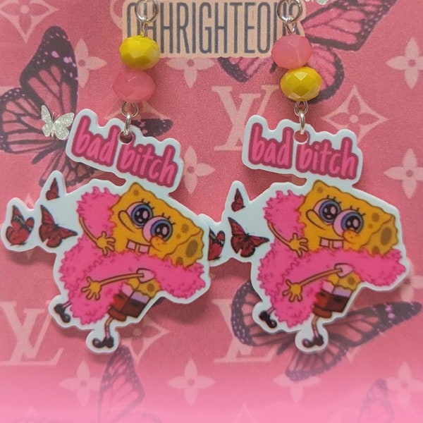 Baddie Pink SpongeBob Earrings