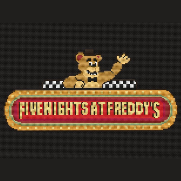 Five Nights at Freddy's Cross Stitch Pattern - Instant PDF Download - FNAF Pizza Sign