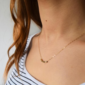 Solid Gold Necklace Gold Nugget Necklace Layering Necklace Thin Gold Chain Delicate Necklace Gold Barrel Necklace image 1