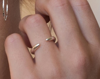 Silver Cuff Ring - Open Ring - Horn Ring - Eclipse Moon Ring
