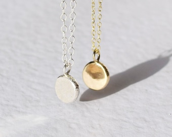 Dot Necklace - Solid Gold - Recycled Silver & Gold - Circle Pendant - Sustainable Jewellery