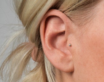 Cartilage Stud - Tragus / Nose / Cartilage Stud - Silver Ball Cartilage Earring - L shaped Cartilage Stud