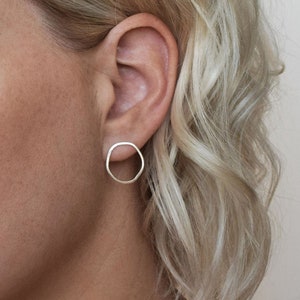 Open Oval Earrings Mismatched Earrings misshaped Shaped Stud Earrings Hoop Earrings Silver Stud Earring image 1