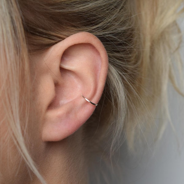 Ear Cuff - Silver Ear Cuff - Ear Wrap - Hammered Ear Cuff - Conch Cuff - Adjustable Ear Cuff - Fake Conch Ring - Delicate Ear Cuff