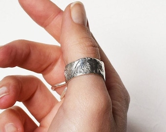 Wide Molten Band Ring - Recycled Silver - Molten Finish - Sustainable