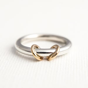 Gold Hoop Spinner Ring - Fidget Worry Jewellery - Circle Spinning Ring - Silver and Gold Worry Ring