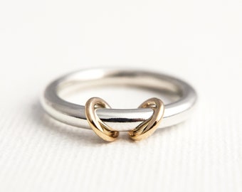 Gold Hoop Spinner Ring - Fidget Worry Jewellery - Circle Spinning Ring - Silver and Gold Worry Ring