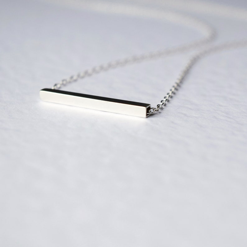 Silver Bar Necklace Silver Tube Necklace Minimalist Necklace Layering Necklace image 2