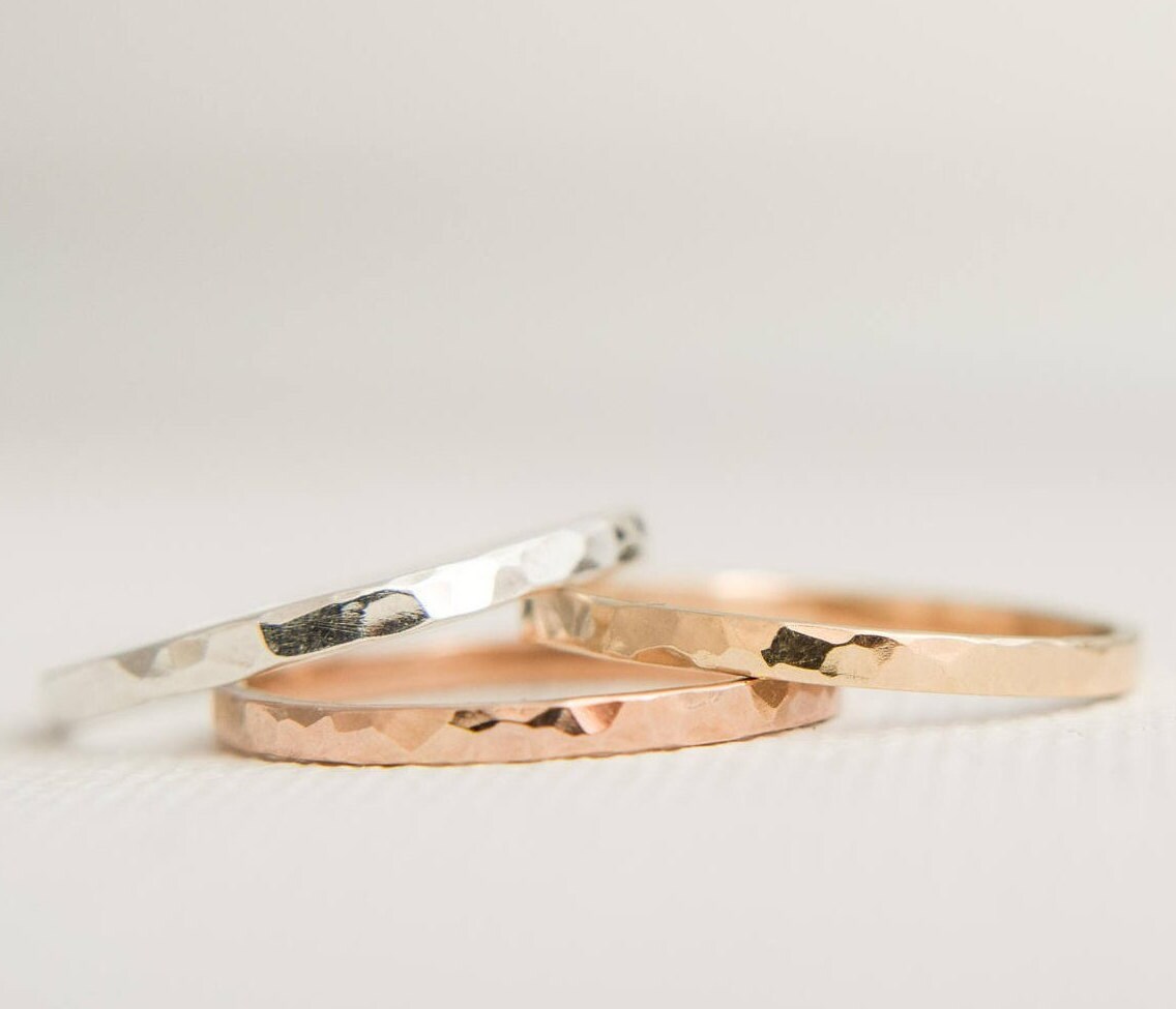 Stacking Rings Solid Gold Stacking Rings Rose Gold Etsy