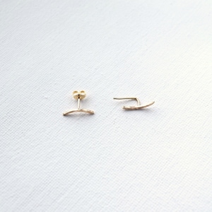 Solid Gold Helix Stud Cartilage Earring Recycled Gold Earrings Hammered Finish image 2