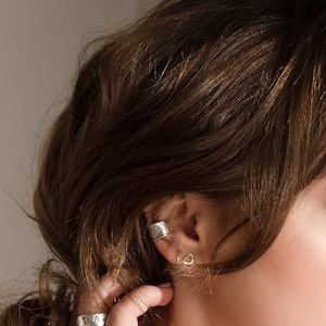 Wide Conch Cuff - Recycled Silver Ear Cuff - Ear Wrap - Molten Texture Ear Cuff - Conch Cuff - Adjustable Ear Cuff