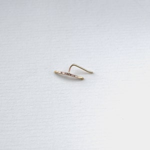 Solid Gold Helix Stud Cartilage Earring Recycled Gold Earrings Hammered Finish Elongated pin back