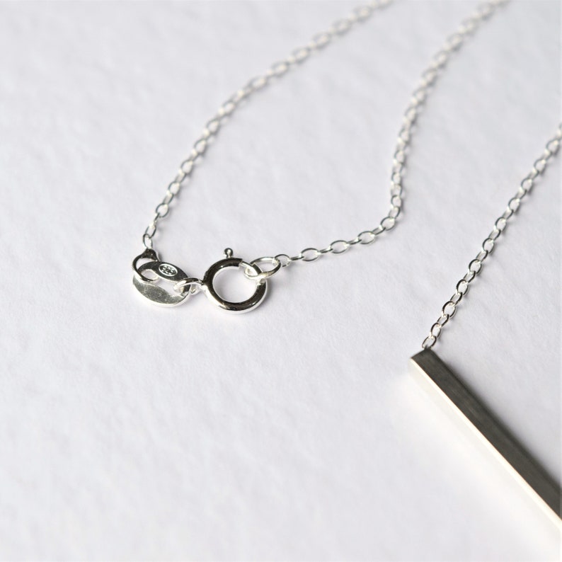 Silver Bar Necklace Silver Tube Necklace Minimalist Necklace Layering Necklace image 3
