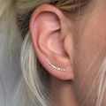 Ear Climber - Ear Crawler - Recycled Silver - Hammered Earrings - Handmade in UK