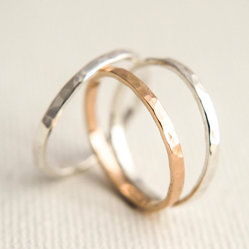 Stacking Rings Stacking Ring Set Thick Stacking Rings Rose Gold Stacking Rings Mixed Metal Rings Gold Stacking Rings
