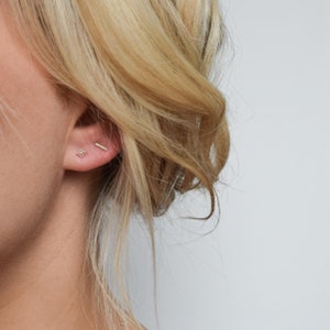 Silver Stud Earrings Tiny Stud Earrings Pyramid Stud Earrings Mix & Match Earrings Spike Earrings Minimalist Earrings image 4