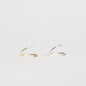 Small Continuous Hoop Earring - Sleeper Hoop - Solid gold Hoop Earring - Cartilage Hoop Earring - Recycled silver and gold